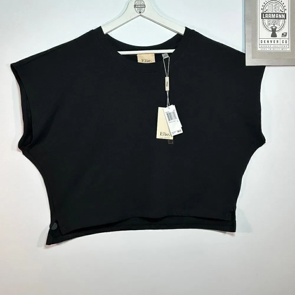 ELIE® TAHARI – SHORT-SLEEVE %100-PIMA TOP — SZ-L (NWT)